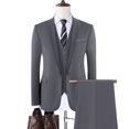 thumbnail image 3 of Traje de 3 piezas para hombre, Blazer, chaleco y pantalones, traje Formal ajustado, informal, ideal para negocios, banquete, trabajo, estilo británico, noche, 3 of 5