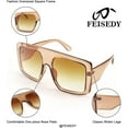 thumbnail image 5 of FEISEDY Trendy Baddie Oversized Sunglasses Square Hiphop Flat Top Large Shades for Women Men B2780, 5 of 14