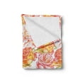 thumbnail image 2 of Floral Soft Flannel Fleece Throw Blanket, Artwork of Watercolor Style Blossoming Roses, Cozy Plush for Indoor and Outdoor Use, 70" x 90", Coral Orange White, by Ambesonne, 2 of 5