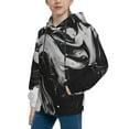 thumbnail image 2 of Disketp Fluid Black White Paint Swirls Youth Hoodie Sweatshirt for Boys Girls Kids Pullover Hooded Classic Casual Essentials Hoodie-Small, 2 of 6