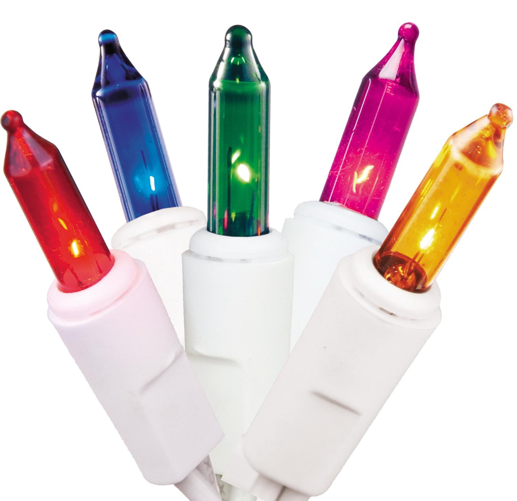 10Count MultiColor Mini Christmas String Light Set, 7.5 ft White Wire