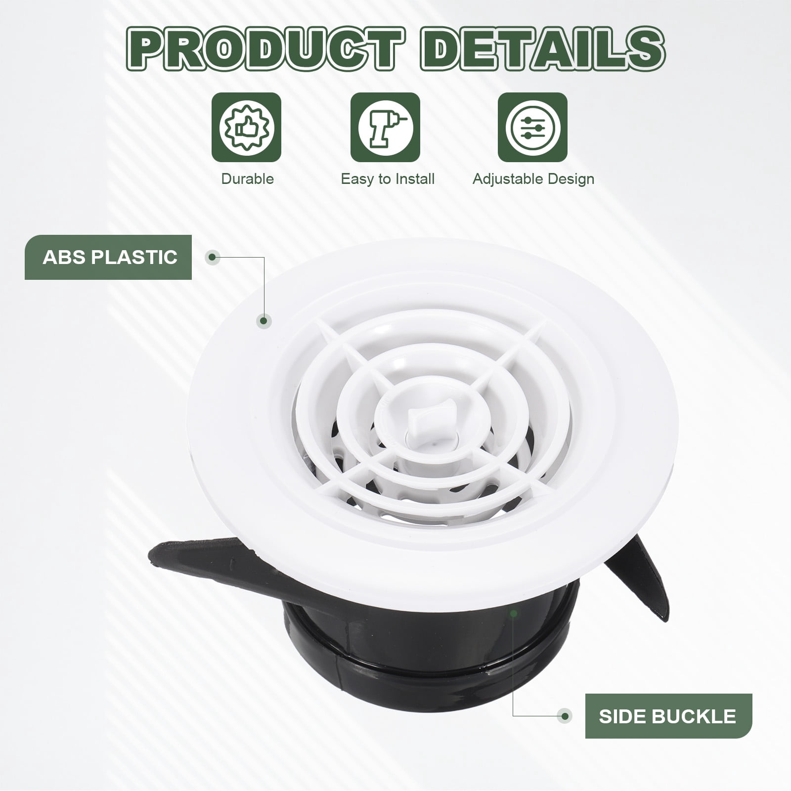 Uxcell 3 Inch Round Air Vent Cover, 4Pcs ABS Adjustable Soffit Vents for Home, White