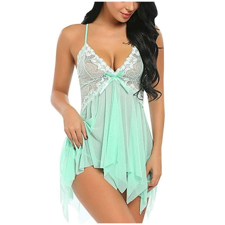 Women s Exotic Nightgowns Babydoll Dress For Women Green Pajamas For Women Lace Chemise Sleepwear Sexy Lingerie For Women Naughty Outfits