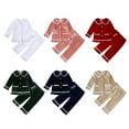 thumbnail image 4 of GYRATEDREAM Baby Kid Girls Ruffled Pajamas Set Long Sleeve Lapel Collar Button Down Top Shirt Pants 2PCS Pj Velvet Loungewear Sets, 4 of 4