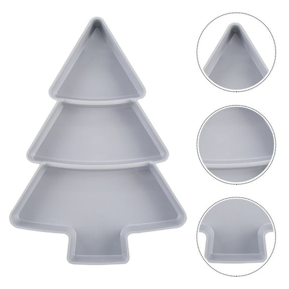 IMIKEYA Grey Plastic Christmas Fruit Tray Practical Compartment Design for Storage 2Pcs