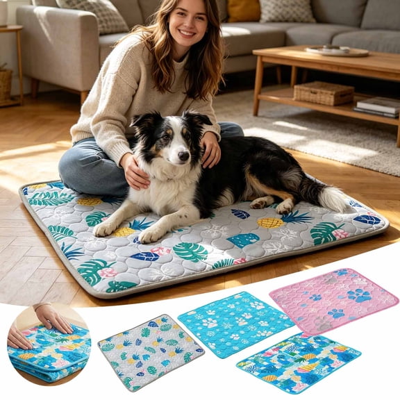 Pet Cooling Mat Reversible Gel Summer Heat Relief Pad Antiâ Indoor Sleeping Bed Durable TwoâSided Comfort Cushion for Small Dogs Cats Puppies Kittens 19.7 x 15.7 in Pink