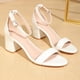 thumbnail image 5 of Zapatos Sencillos Tacón Con Correas Y Sandalias Tacón Grueso (blanco 38) [us8], 5 of 9