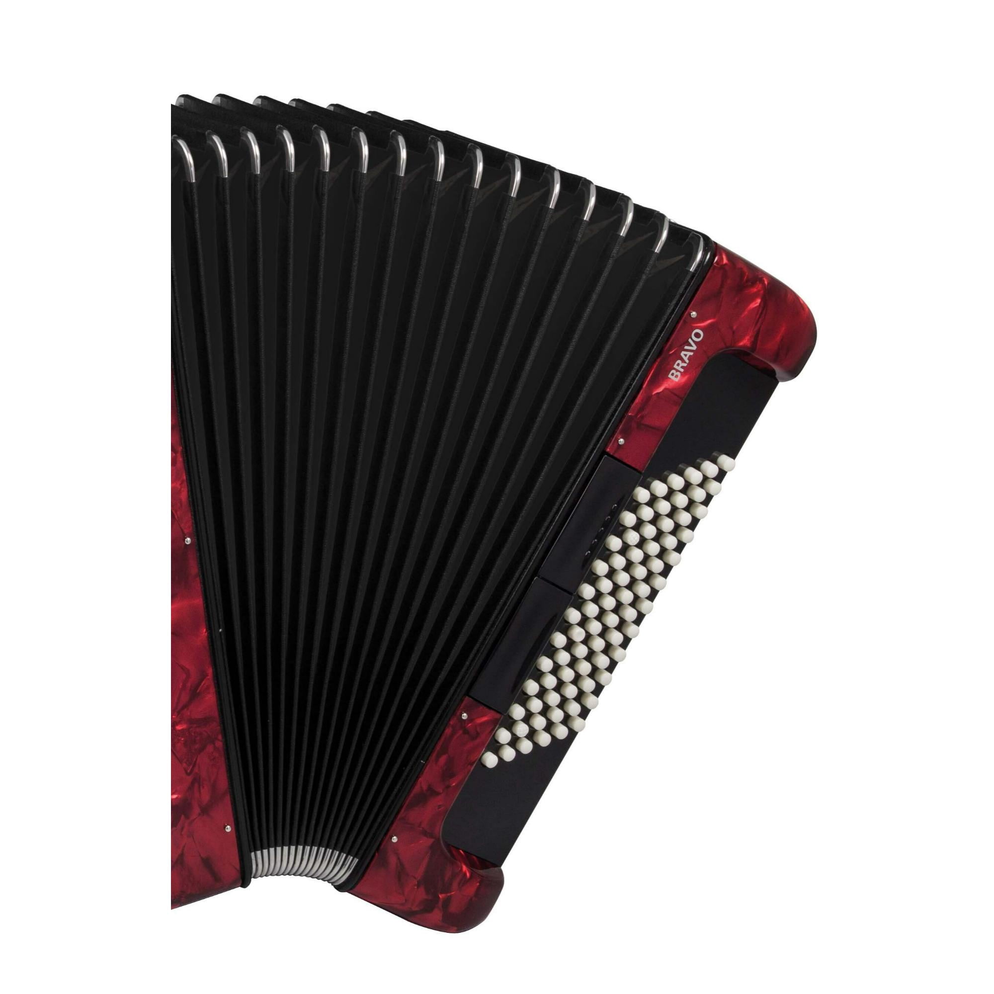 Hohner Bravo III 96 Accordion With Black Bellows Red