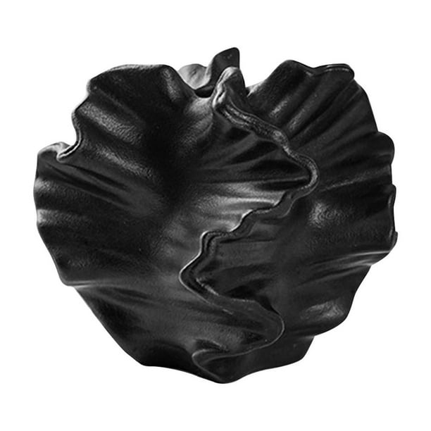 Jarrón de cerámica para mesa, moderno soporte para plantas, jarrón de cerámica para escritorio Negro Pequeño