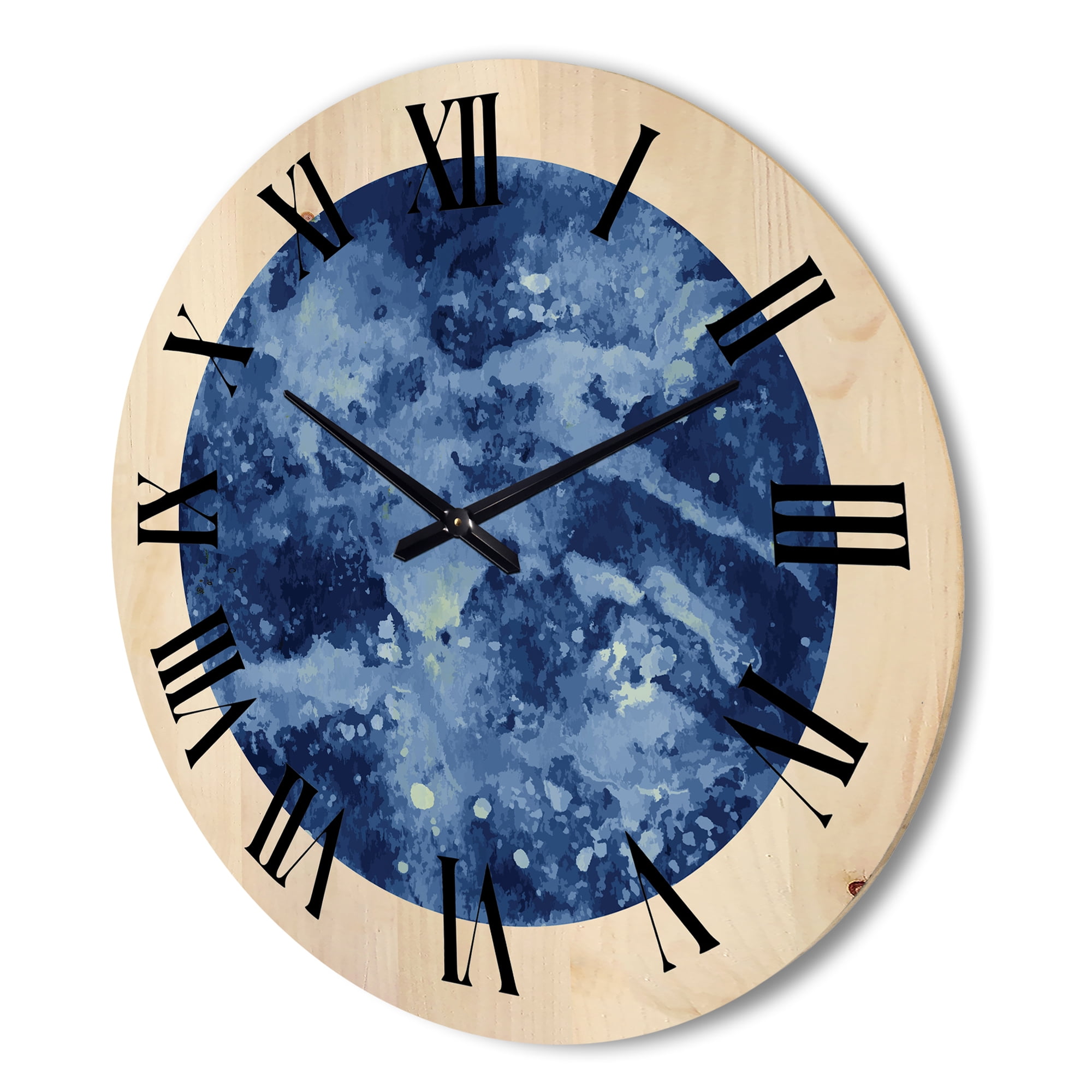 Designart 'Blue Space Galaxy Circle' Modern Wood Wall Clock