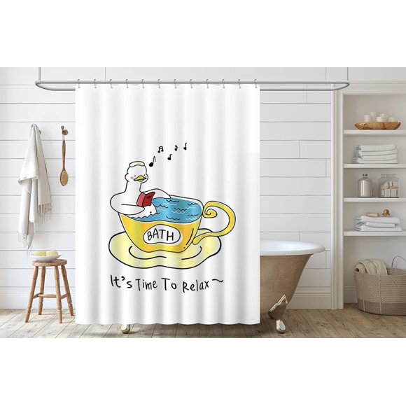 Duck shower curtain for bathroom, shower curtain set with curtain hooks (72 inches*72 inches)