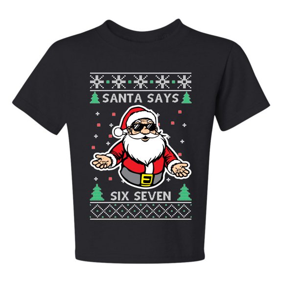 Wild Bobby Santa Says 6 7 Meme Christmas Sweater Design | Holiday Unisex Boys Girls Graphic Youth T-Shirt
