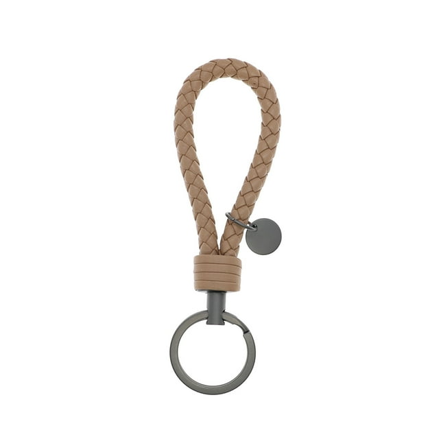 Justharion Braided Woven Rope Keychain Cute Wear-resistant Exquisite Waterproof Durable Key Chain Car Keyring Holder Metal Jewelry Apricot Color 3.3*9cm