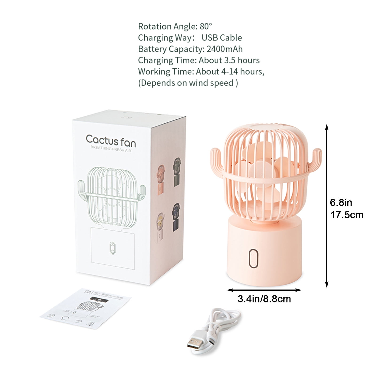 Stijggn Fan Portable, Cooling Wind Pro 3 Speed Settings Lightweight USB Rechargeable Fan Wagon Crib Bike Kitchen Travel Gift for Women/Men K*ids