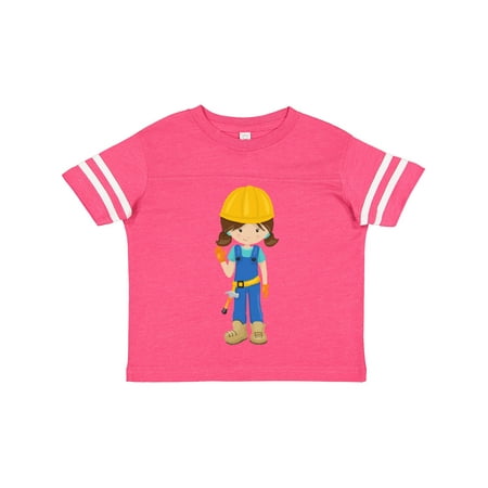

Inktastic Construction Girl Brown Hair Cute Girl Hammer Gift Toddler Toddler Girl T-Shirt