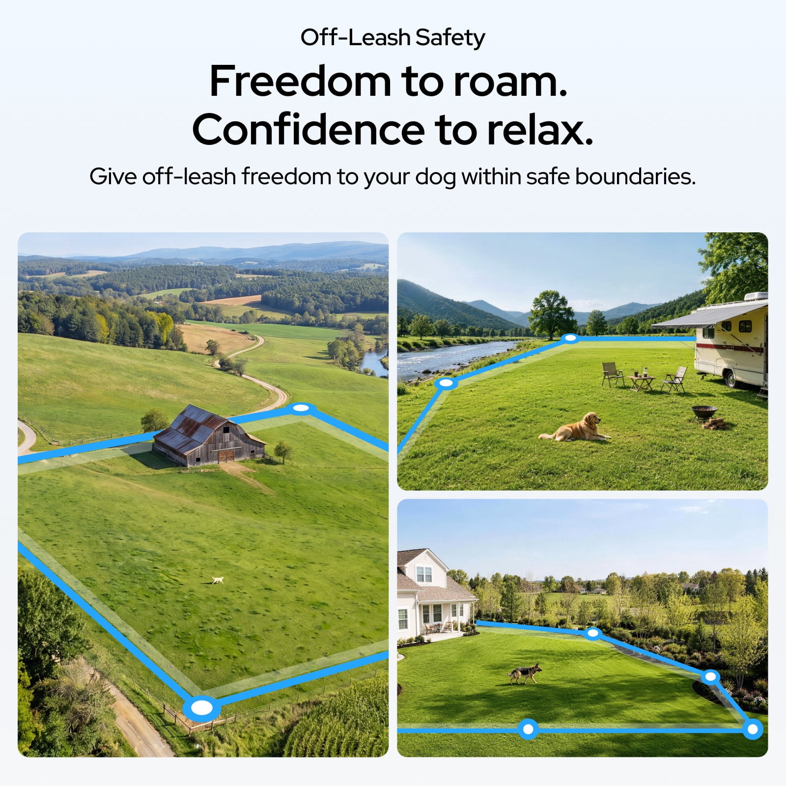 SATELLAI Wireless Dog Fence & GPS Dog Collar with AI Health Insights, Two-Way Audio, Precise Tracking, 3-Day Battery Life, IP68 Waterproof, Blue