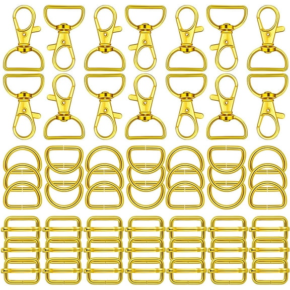 56 Pieces D Rings for Purse Bag Hardware Purse Hardware for Bag Making Buckles Craft (Gold,25 mm)