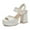 White, variant on XYD Women Classic Pearl Buckle Ankle Strap Sandals Round Open Toe Chunky High Heels Platform Evening Bridals Shoes Size 5 Green