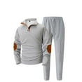 thumbnail image 4 of Xzbqbs Mens Waffle Tracksuits 2 Piece Sets Outfits Long Sleeve Button Down Pullover Tops & Joggers Sweatpants Jogging Sweatsuit, 4 of 5