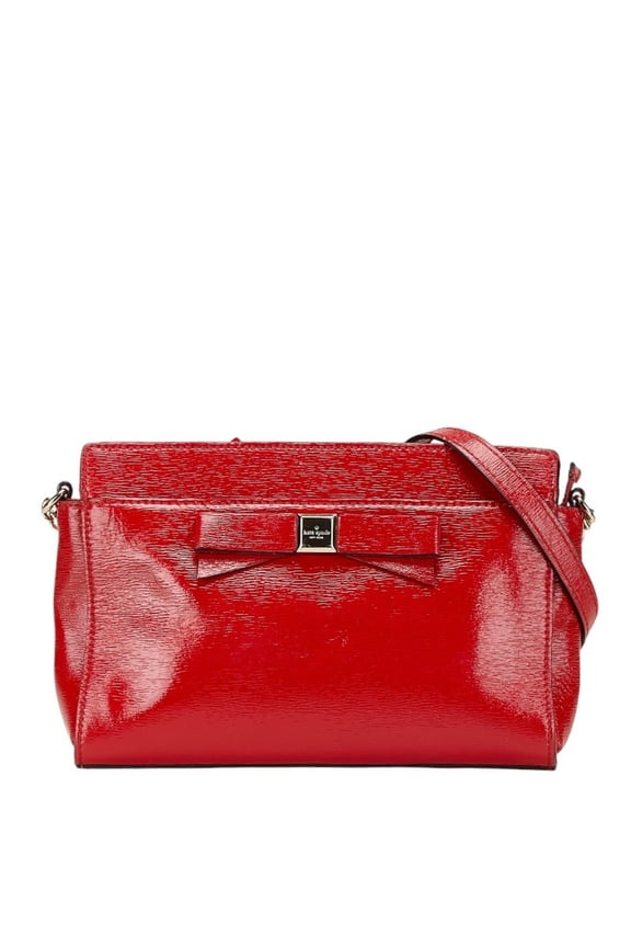Pre-Owned Kate Spade Ribbon Crossbody Chain Shoulder Bag in Red Enamel, Women's
