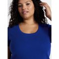 thumbnail image 4 of Terra & Sky Women's Plus Size Scoop Neck Rib Tee with Short Sleeves, Size 0X-5X, 4 of 5