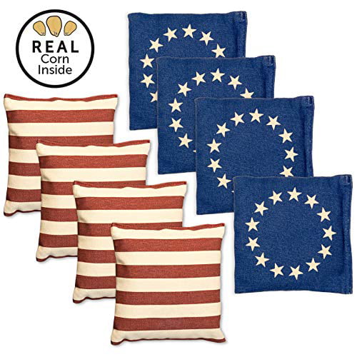 Set of 8 American Flag Corn Hole Bags ... Weather Resistant Cornhole Bean Bags 