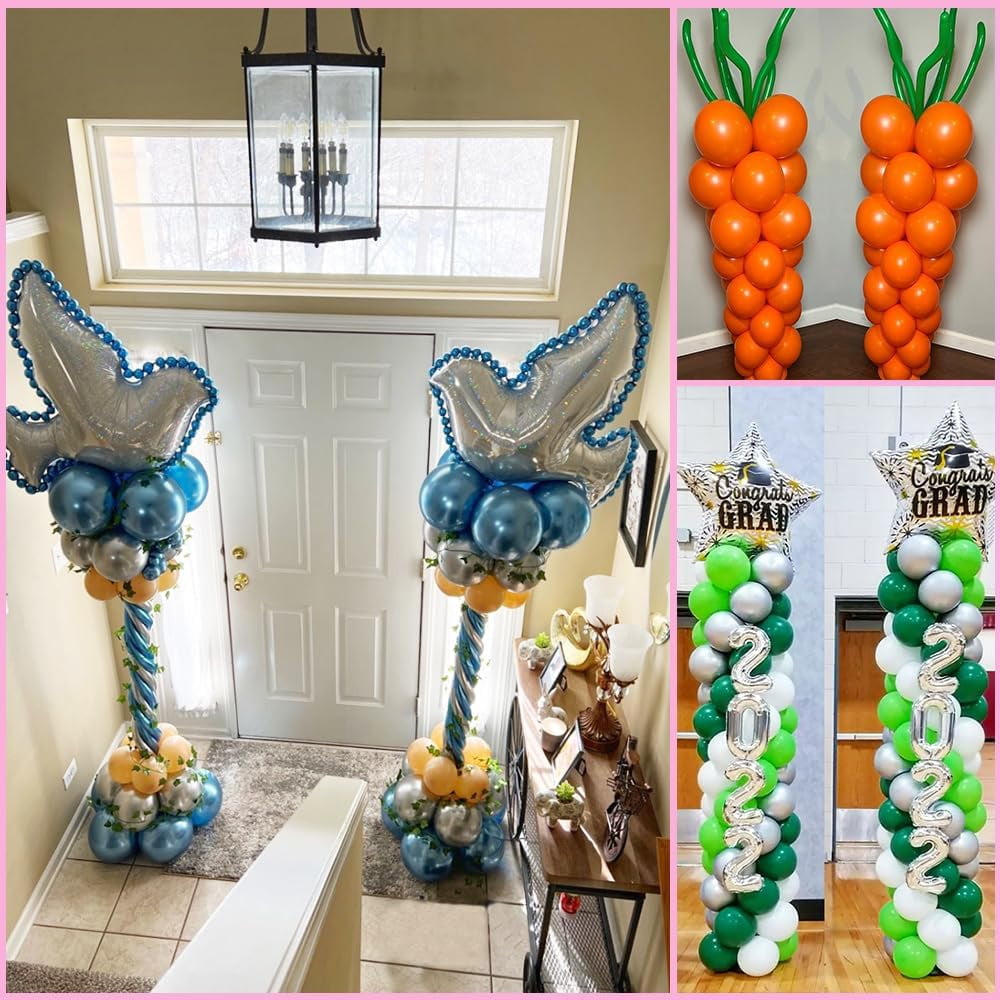 Sparklane - Balloon Column Stand Set of 2, Adjustable 7 Feet Ballon Arch Stands with Bases for Floor, Tall Baloon Tower Pillar Assembly Kit for Halloween, Birthday, Party Decorations