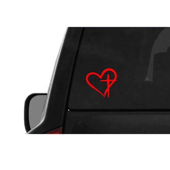 Heart Cross Red (R9) Vinyl Decal Sticker Car/Truck Laptop/Netbook Window