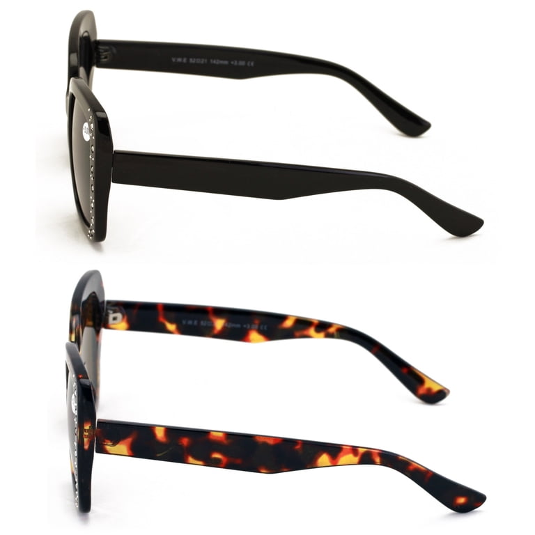 2 Pairs Women Bifocal Sunglasses Rhinestones Outdoor UV 