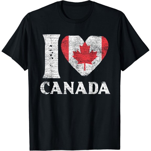 Patriotic Gift Heart Canadian Flag I Love Canada T-Shirt Black 2X-Large