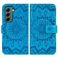 thumbnail image 5 of Compatible with Samsung Galaxy S22 Plus S22+ 5G Wallet Phone Case and Tempered Glass Screen Protector Flip Credit Card Holder Stand Mandala Flower Cell Cover for S22+5G S22plus 22S + S 22 22+ Blue, 5 of 9