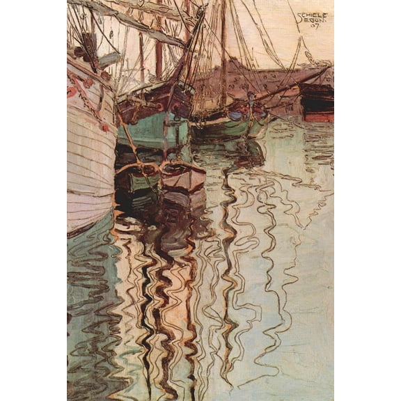 Art.com Sailboats in Wollenbewegten Water Art Print by Egon Schiele, 12" x 18"