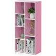 thumbnail image 4 of 7-Cube 41.7" Wooden Reversible Open Bookcase for Office, Living Room, White & Pink, Multifunctional Shelf Storage Organizer for Home Decor, 4 of 6