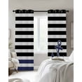 thumbnail image 3 of Black Horizontal Striped Blackout Curtains 39 Inches Length, Navy Anchor Nautical Coastal Window Treatment Thermal Insulated Drapes for Bedroom Living Room 2 Panels 55x39 Inches, 3 of 8