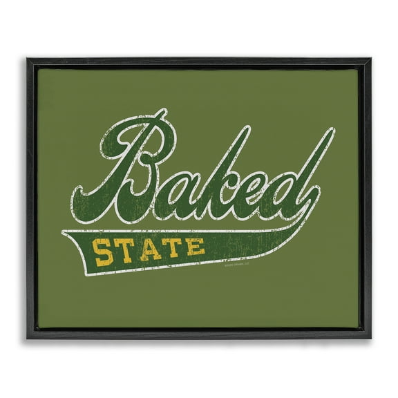 Stupell Industries Baked State Varsity Style Text & Numbers Painting Black Floater Framed Canvas Art Print Wall Art, 21 x 17
