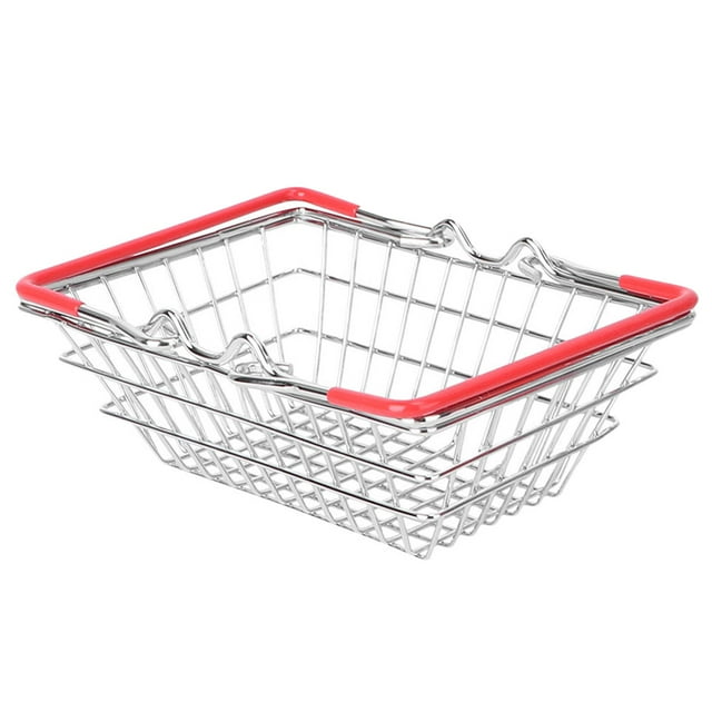 MasteelfCA Mini Shopping Basket Toy Grocery Basket Mini Metal Wire Basket Storage Basket