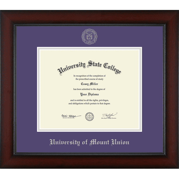 University of Mount Union Diploma Frame, Document Size 10" x 8"