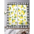 thumbnail image 3 of Summer Lemons Sheer Curtains 2 Panels Set Black Plaid Green Leaf Country Fruit Sheer Window Curtains Light Filtering Rod Pocket Voile Drapes for Bedroom Living Room 52"X84", 3 of 8