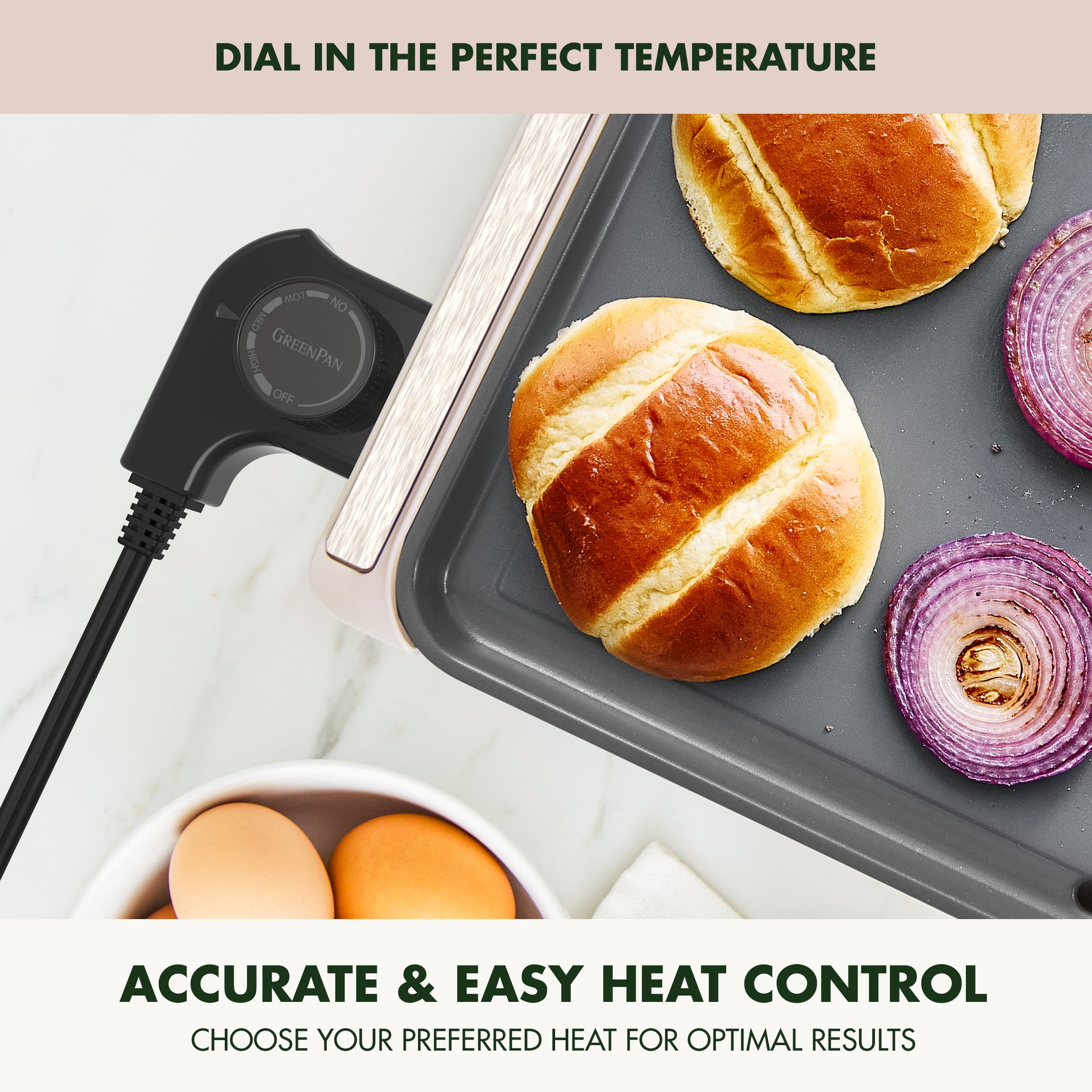 GreenPan Advanced 10.5”x 20” Electric Griddle with Warming Drawer, Healthy Ceramic Nonstick, Clay