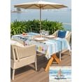 thumbnail image 5 of Outdoor Tablecloth with Umbrella Hole for Patio/Picnic/Party/Camping, Summer Nautical Waterproof Table Cloth Rectangle Table Cover Washable, Happy Summer Coastal Blue Wooden (60"x 120"), 5 of 8