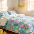 thumbnail image 6 of POLISE Spaces Easter 3 Piece Bedding Set with Cartoon Rabbit and Egg Patterns, Soft Microfiber Duvet Cover and 2 Pillowcases, Festive Bedding for Bedroom Guest Room Spring Holiday Home Decor, 6 of 6