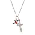 thumbnail image 2 of Delight Jewelry Silvertone Reindeer with Red Crystal Everlasting Love Engraved Cross Zoey Necklace, 28", 2 of 4