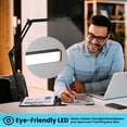 thumbnail image 3 of Lámpara de escritorio LED, lámpara de mesa plegable para arquitecto con abrazadera, 10 niveles de brillo x 3 modos de color, lámpara de mesa ajustable, protección para los ojos, adaptador CE de 5 V/2, 3 of 5