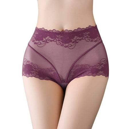 

Qiaocaity Women Cutut Lace Underwear Briefs Panties Floral Sexy Hollow Out Lingerie Underpants Christmas Gifts Purple XL