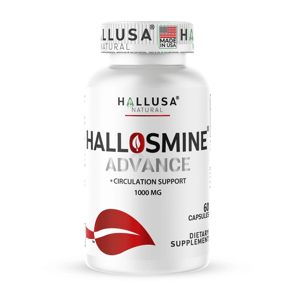 Hallosmine Advance Diosmin 1000mg - Circulation & Vein Support Supplement - 60 Capsules - Leg Vein Health - Non GMO, Gluten Free - Hallusa Natural