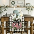 thumbnail image 2 of Pink Pumpkin Bowknot Buffalo Plaid 210 GSM Fall Table Runner,Seasonal Autumn Kitchen Dining Table Decoration for Home Party Decor 13x72 Inch, 2 of 6