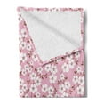 thumbnail image 2 of Pink and White Soft Flannel Fleece Throw Blanket, Cheery Bedding Plants Bursting out into White Blossoms Calico Style, Cozy Plush for Indoor and Outdoor Use, 60" x 80", Pink Brown White, by Ambesonne, 2 of 5
