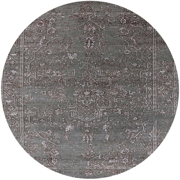 Ahgly Company Indoor Round Mid-Century Modern Purple Oriental Area Rugs, 6' Round