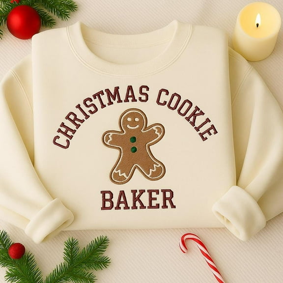 Embroidered Christmas Cookie Baker Sweatshirt, Cute Cookie Tester Xmas Crewneck, Holiday Christmas Embroidered Sweatshirt
