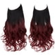 thumbnail image 1 of Zhuge Peluca larga ondulada con línea de tamaño ajustable transparente, pieza de cabello rizado, pieza de cabello secreto oculto para mujeres, sin clip, 22 pulgadas, de color negro a rojo vino, 1 of 3